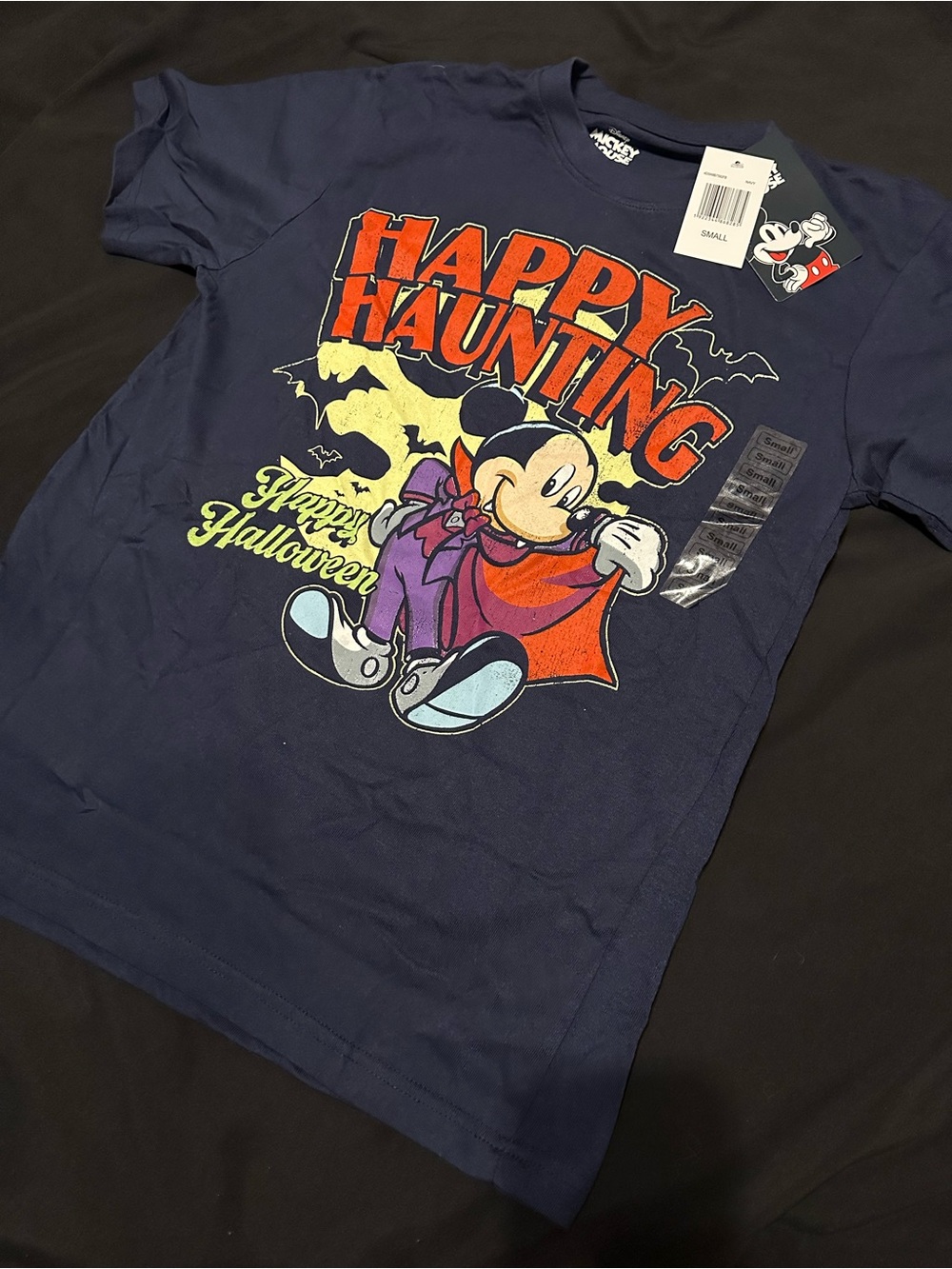 Disney Mickey Mouse "Happy Haunting" Navy Adult Halloween T-Shirt